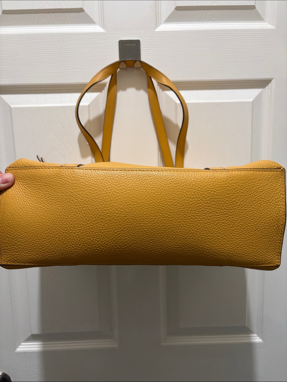 Coach Pebbled Leather Tote in Mustard Yellow with Cream Trim - Picture 3 of 3
